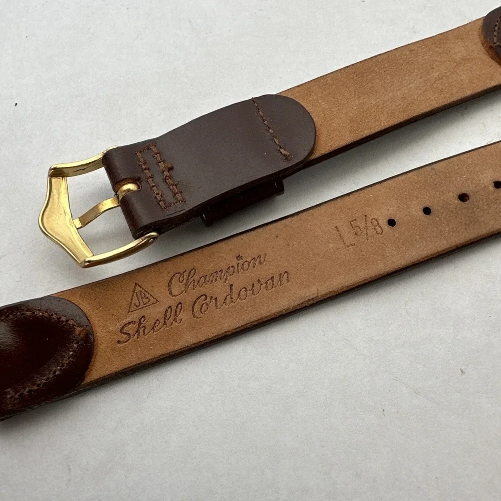 JB Champion Vintage Shell Cordovan Leather Watch Strap Brown 5/8 Gold Buckle NOS